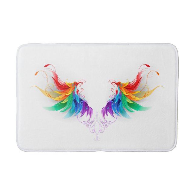 Fluffy Rainbow Wings Bath Mat (Front)
