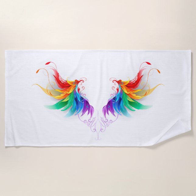 Fluffy Rainbow Wings Beach Towel (Front)