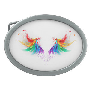 Fluffy Rainbow Wings Belt Buckle