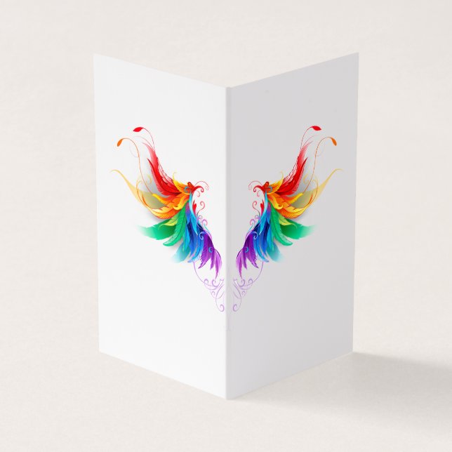 Fluffy Rainbow Wings Business Card (Outside)