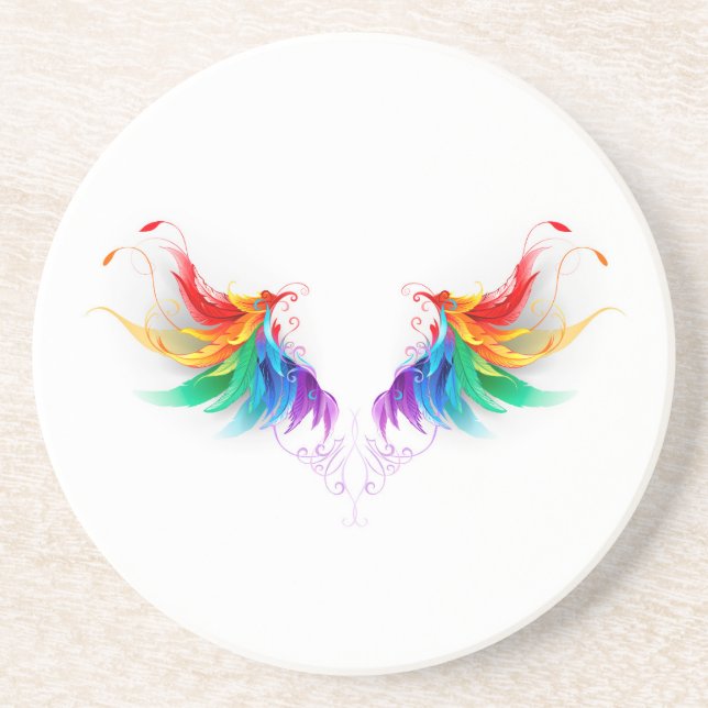 Fluffy Rainbow Wings Coaster (Front)