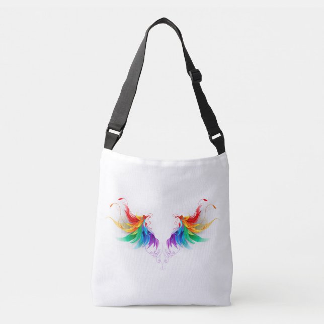 Fluffy Rainbow Wings Crossbody Bag (Front)