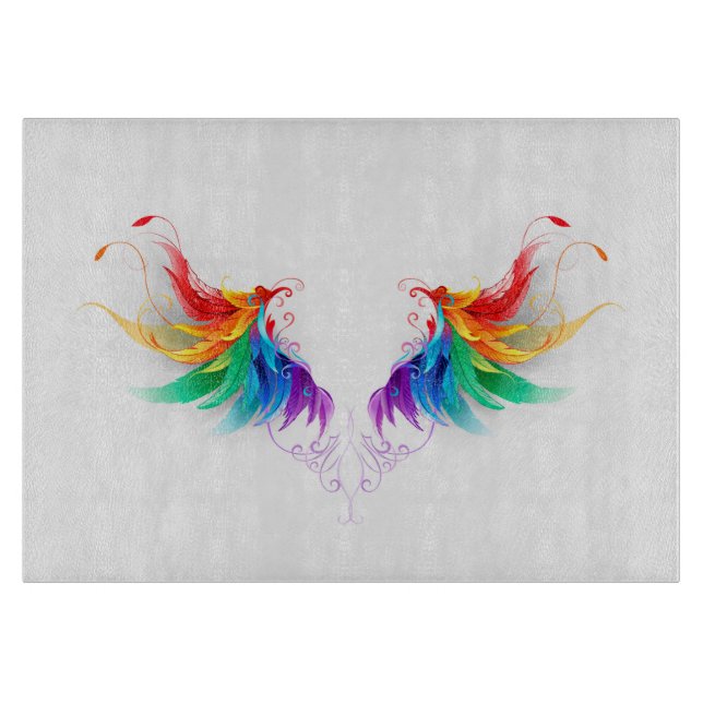 Fluffy Rainbow Wings Cutting Board (Front)