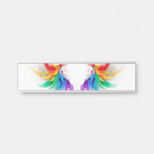 Fluffy Rainbow Wings Door Sign