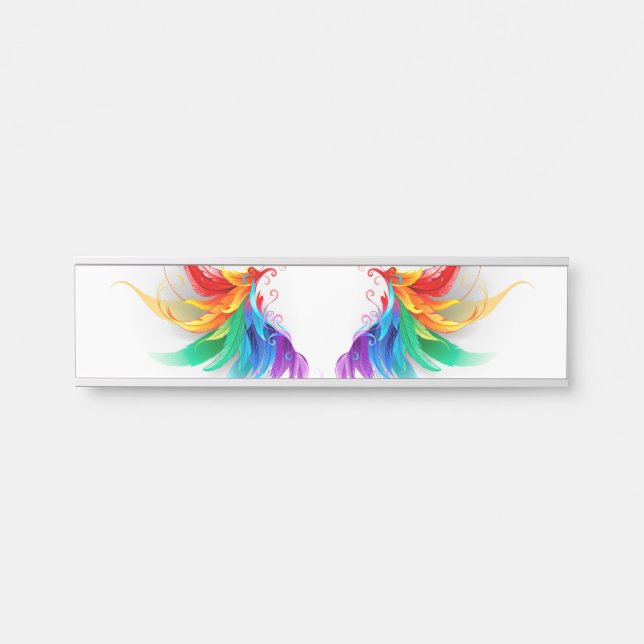 Fluffy Rainbow Wings Door Sign (Front)
