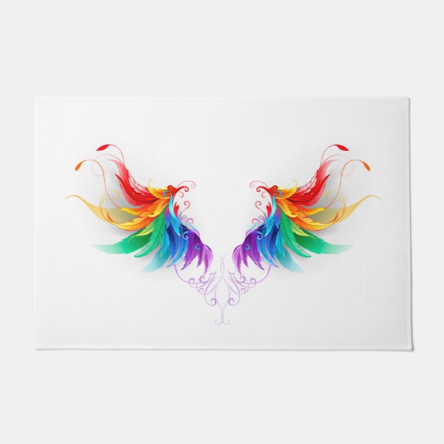 Fluffy Rainbow Wings Doormat (Front)