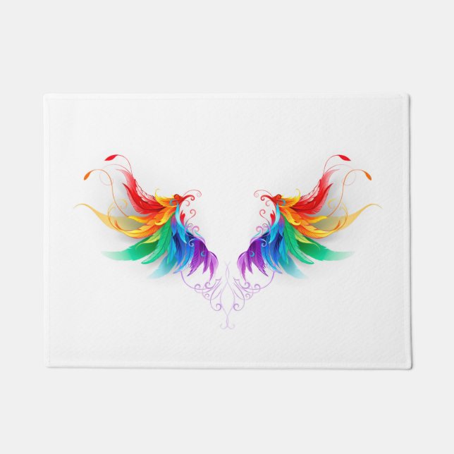 Fluffy Rainbow Wings Doormat (Front)