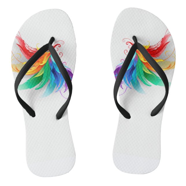 Fluffy Rainbow Wings Flip Flops (Footbed)
