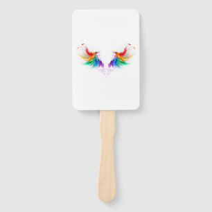 Fluffy Rainbow Wings Hand Fan