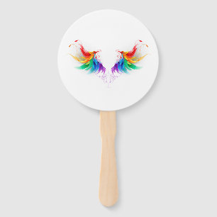 Fluffy Rainbow Wings Hand Fan