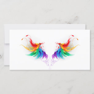 Fluffy Rainbow Wings Holiday Card