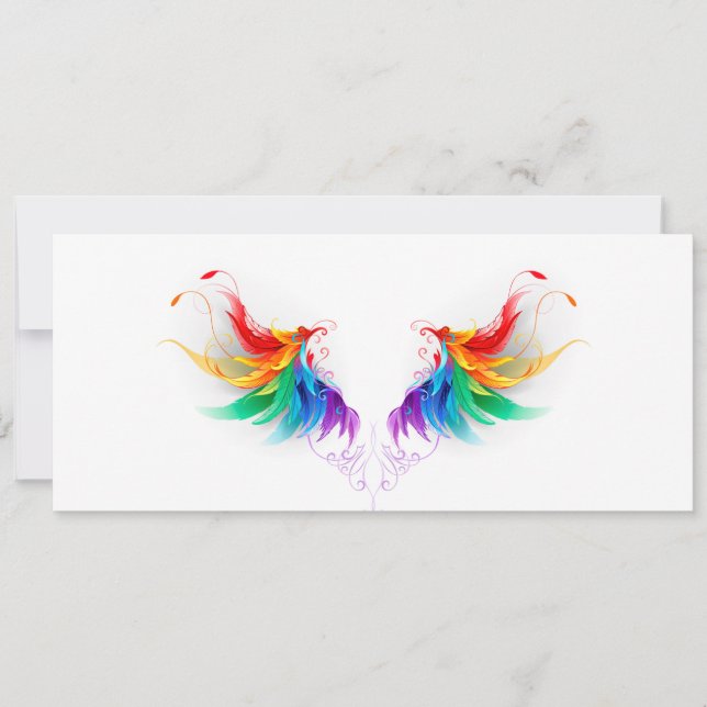 Fluffy Rainbow Wings Holiday Card (Front)