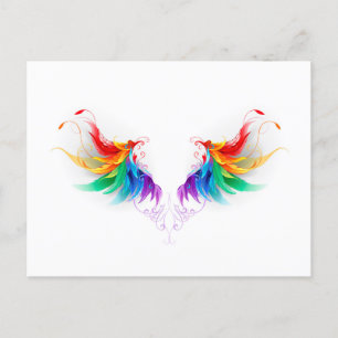 Fluffy Rainbow Wings Holiday Postcard