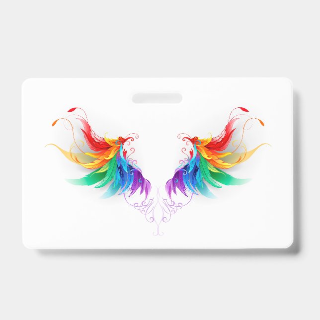 Fluffy Rainbow Wings ID Badge (Front)