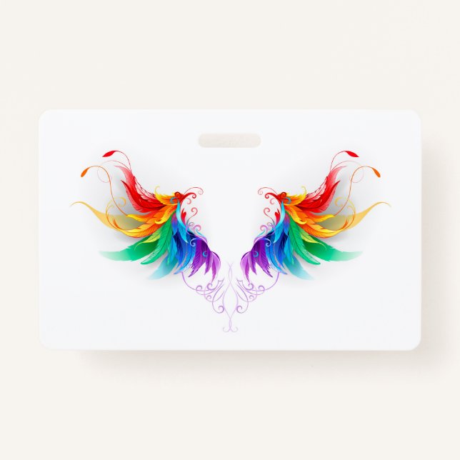 Fluffy Rainbow Wings ID Badge (Front)