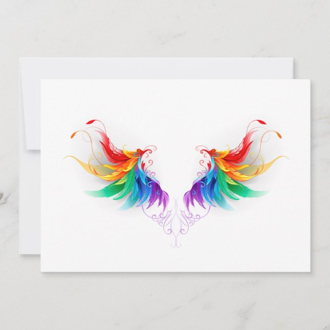 Fluffy Rainbow Wings Invitation (Front)