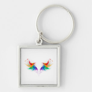 Fluffy Rainbow Wings Key Ring