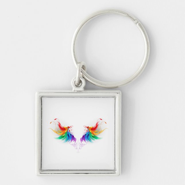 Fluffy Rainbow Wings Key Ring (Front)