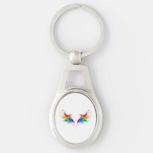 Fluffy Rainbow Wings Key Ring (Front)