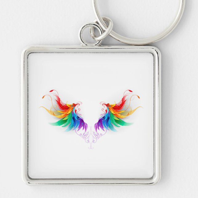 Fluffy Rainbow Wings Key Ring (Front)