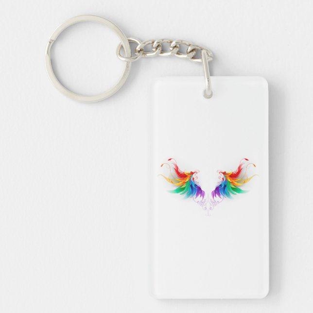 Fluffy Rainbow Wings Key Ring (Front)