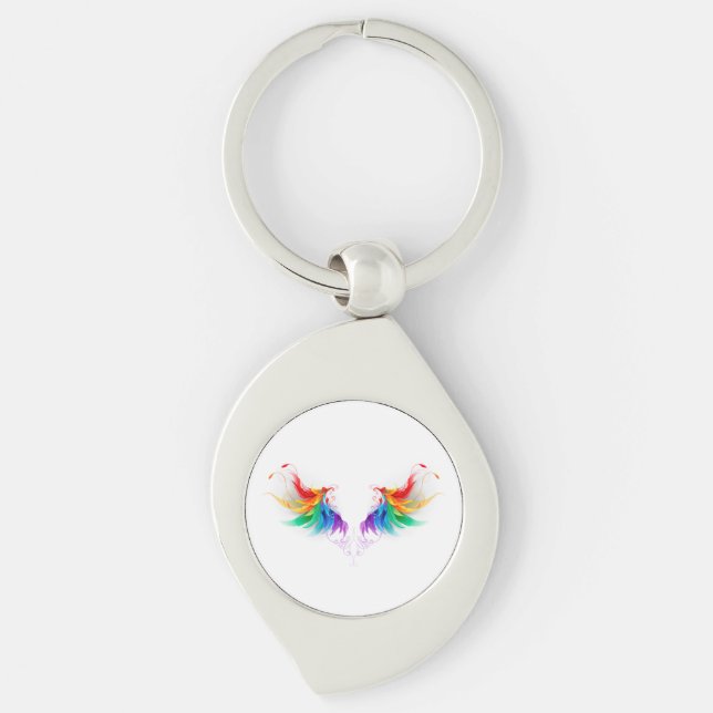 Fluffy Rainbow Wings Key Ring (Front)