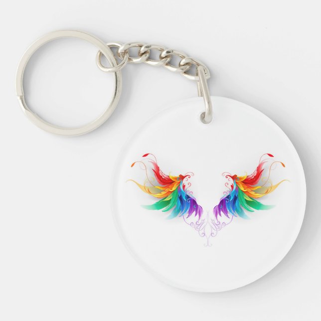 Fluffy Rainbow Wings Key Ring (Front)