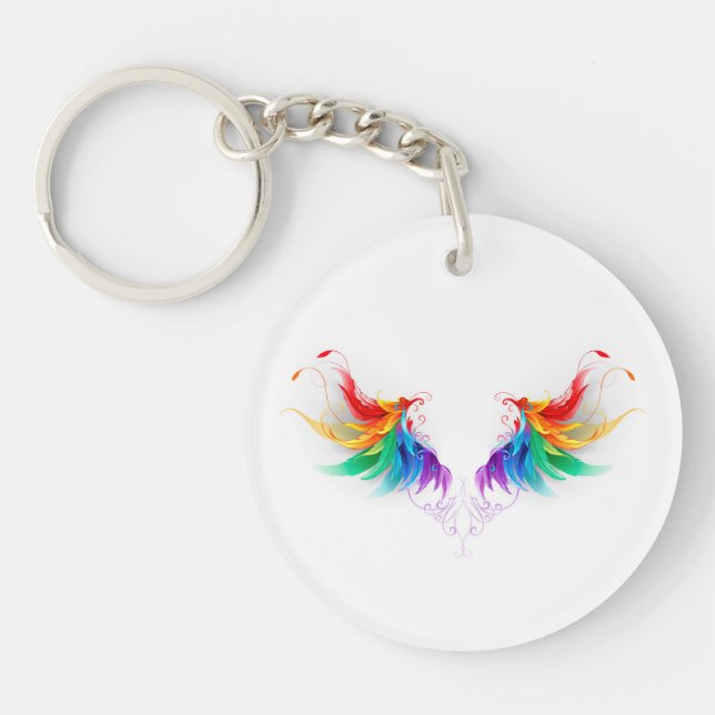 Fluffy Rainbow Wings Key Ring (Front)