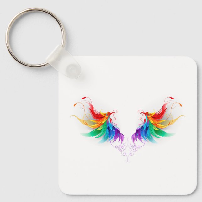 Fluffy Rainbow Wings Key Ring (Front)