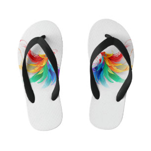 Fluffy Rainbow Wings Kid's Flip Flops