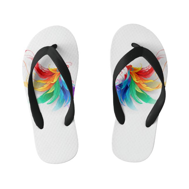 Fluffy Rainbow Wings Kid's Flip Flops (Footbed)