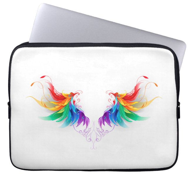 Fluffy Rainbow Wings Laptop Sleeve (Front)
