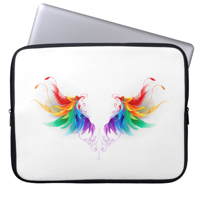 Fluffy Rainbow Wings Laptop Sleeve (Front)