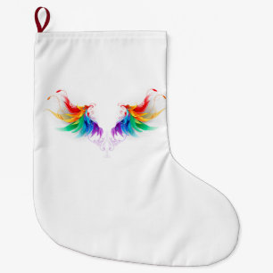 Fluffy Rainbow Wings Large Christmas Stocking