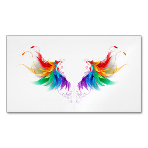 Fluffy Rainbow Wings Magnetic Business Card