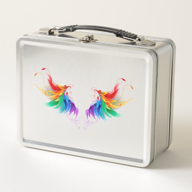 Fluffy Rainbow Wings Metal Lunch Box (Front)