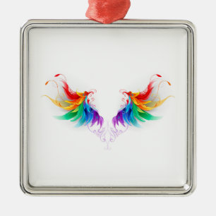 Fluffy Rainbow Wings Metal Tree Decoration