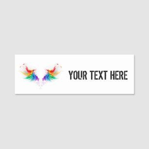 Fluffy Rainbow Wings Name Tag