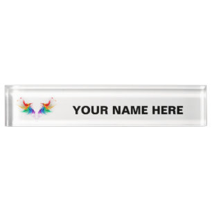 Fluffy Rainbow Wings Nameplate