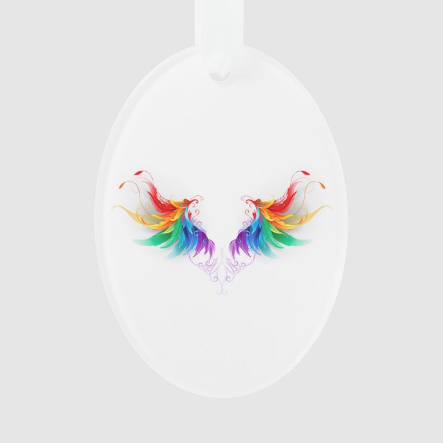 Fluffy Rainbow Wings Ornament (Front)