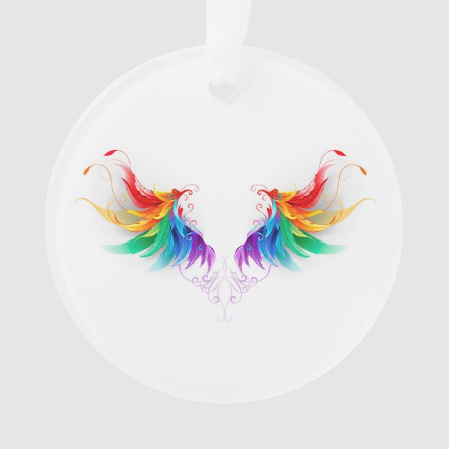 Fluffy Rainbow Wings Ornament (Front)