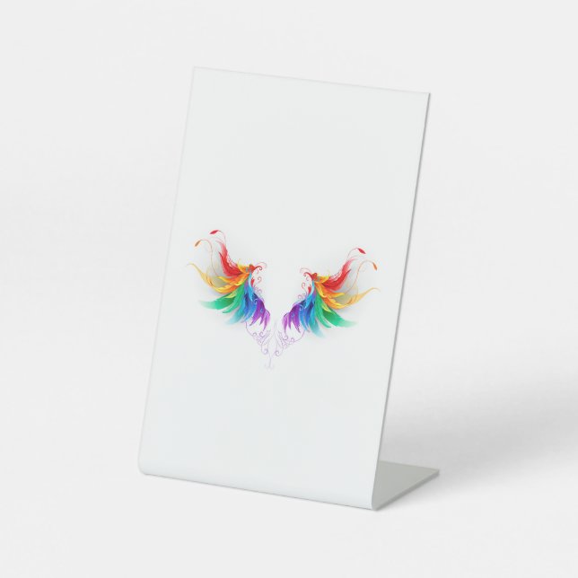 Fluffy Rainbow Wings Pedestal Sign (Front)