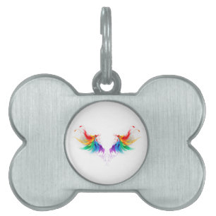 Fluffy Rainbow Wings Pet ID Tag