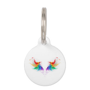 Fluffy Rainbow Wings Pet Tag