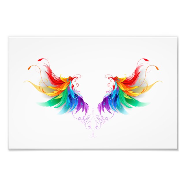 Fluffy Rainbow Wings Photo Print (Front)