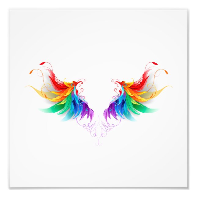 Fluffy Rainbow Wings Photo Print (Front)