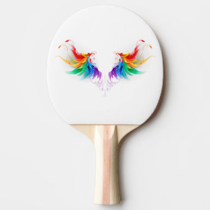Fluffy Rainbow Wings Ping Pong Paddle