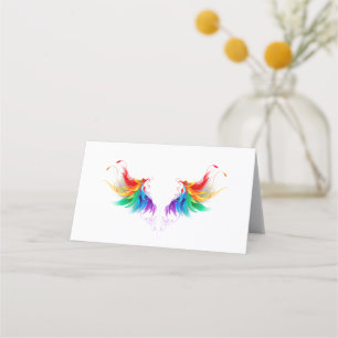Fluffy Rainbow Wings Place Card