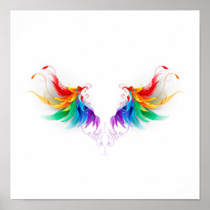 Fluffy Rainbow Wings Poster