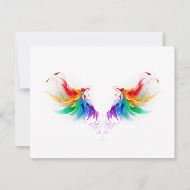 Fluffy Rainbow Wings RSVP Card (Front)